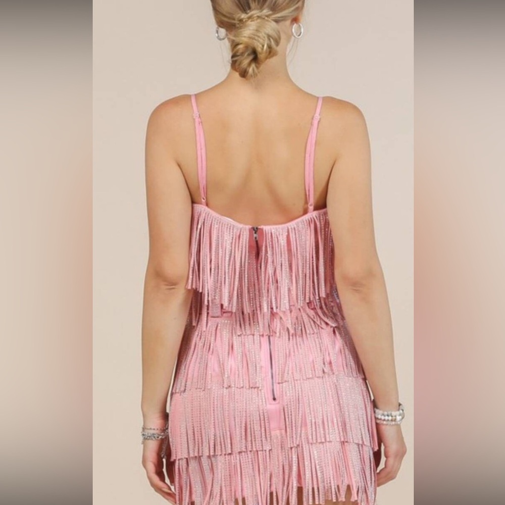 Pink Rhinestone Fringe Set - Picture 3 of 5